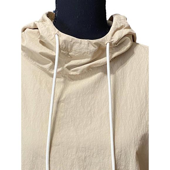 Calme by Johnny Was Tan Mix Nylon Hooded Pullover Pockets Oversized Cozy XS - Picture 3 of 9